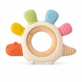 Kahil - Bijtring - Dino Hout - Verzachtend bij Tandjespijn – 100% Siliconen Bijtring – BPA-vrij & Veilig Bijtspeelgoed Baby