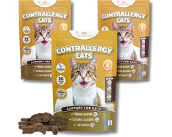 Contrallergy Kat - Voedingssupplement voor katten met allergie - Kattensnoepjes - Niezen, hoesten, jeuk, rode huid, wondjes, vachtverlies, atopie kat, dermatitis kat - 100% natuurlijk - 90 stuks