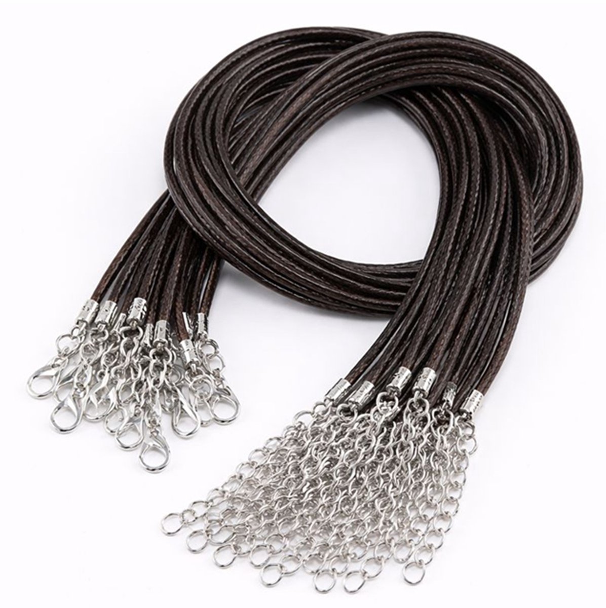EmmyRovi – Koord Kettingen Zwart – Zilveren Sluiting – Set van 10 – Sieraden Maken