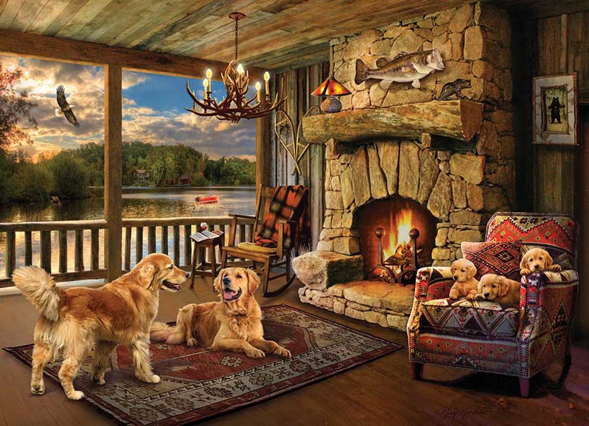 Cobble Hill legpuzzel Lakeside Cabin - 1000 stukjes natuur puzzel.