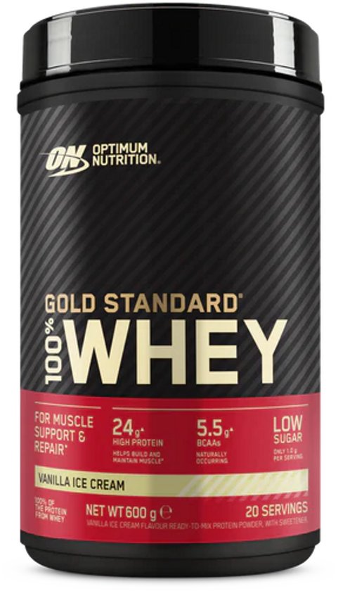 Optimum Nutrition Gold Standard 100% Whey Protein - Vanilla Ice Cream - Proteine Poeder - Eiwitshake - 600 gram (20 servings)