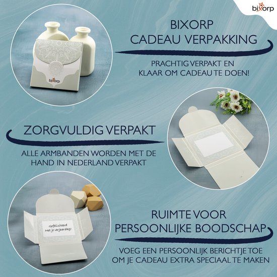 Bixorp cadeauverpakking voor armbanden, met ruimte voor een persoonlijke boodschap.