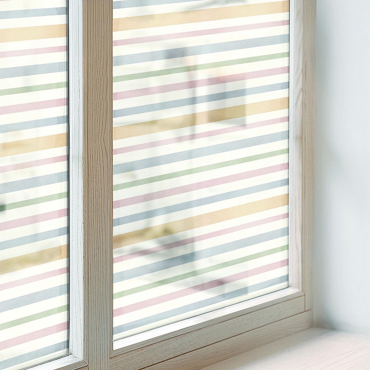 Coloray Privacy Folie Raam - Pastelkleurige strepen Anti inkijk Folie - 50x100 cm - Wit Privacy Folie Raam - Raamfolie Tegen inkijk Glas in Lood - Voor de hal, keuken en slaapkamer - Raamfolie Zonwering
