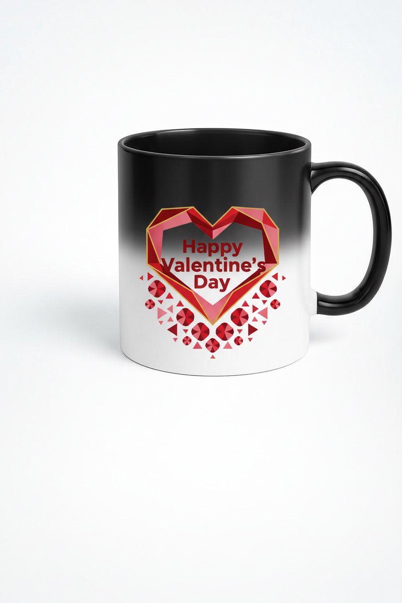 Valentijn Magic Mok met Warmtegevoelig Hart & 'Happy Valentine's Day' Design