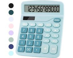 12-cijferige Grote LCD Desktop Calculator - Dual Power Elektronische Rekenmachine - Blauw