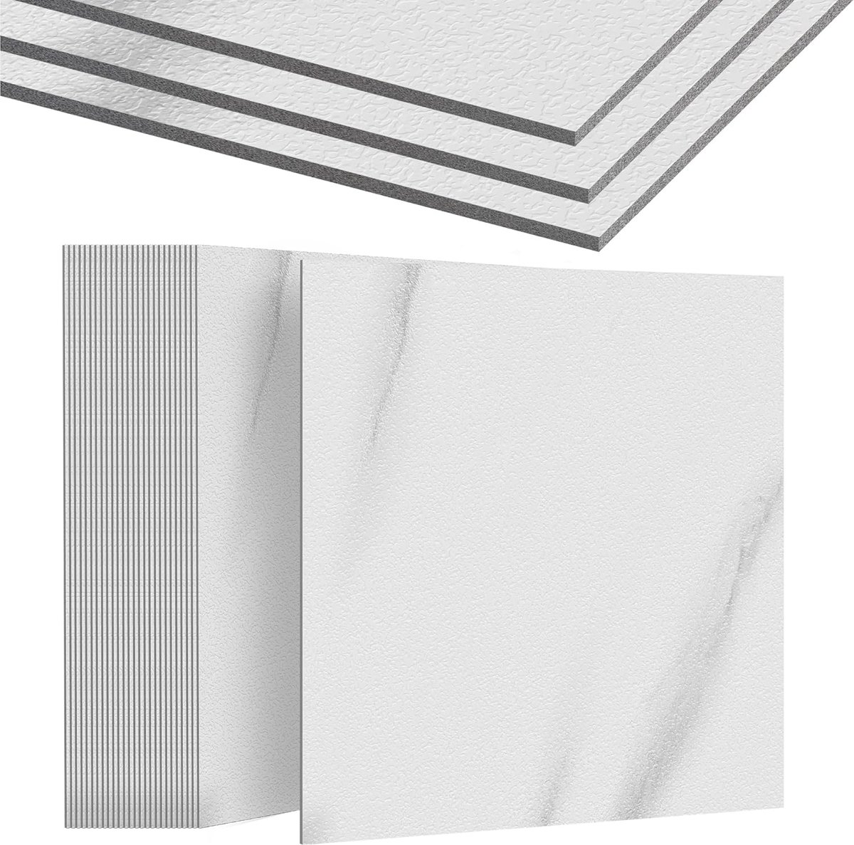 Froadp 27 stuks PVC-vloerbedekking Zelfklevend 2,51 m² Vinylvloer Vloertegels Zelfklevende tegels 30 x 30 cm Vinylvloerbedekking Laminaat Waterdicht Antislip PVC-tegels Decoratieve planken Tegeloptiek Marmer Grijs