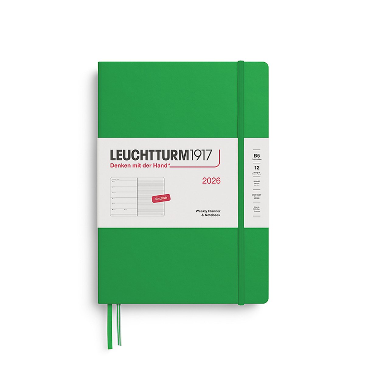 Leuchtturm1917 B5 Composition Weekly Planner & Notebook 2026 hardcover Spring Leaf