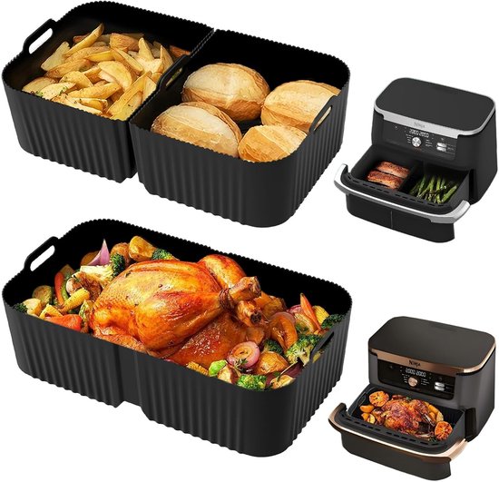 Accessoires Gescht voor Ninja Foodi Flexdrawer 10,4L Airfryer AF500EU AF500EUCP, 1x10,4L & 2x5,2L Herbruikbare Siliconenvorm Ninja AF500de Heteluchtfriteuse Plaats van Bakpapier