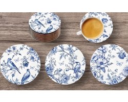 Onderzetters Delfts Blauw - 6 stuks - Set van 6 - Onderzetters - Coasters - Houten onderzetters - Onderzetters voor glazen - Onderleggers voor glazen of Kopjes - Grappige teksten - Verjaardagscadeau - Moederdag - Vaderdag - Fun Cadeau