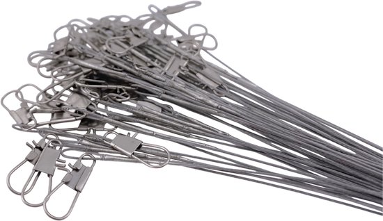 S&D - Stalen onderlijn vissen - 50 stuks - Zilver - 14kg 25cm - Hengelsport - Voor roofvissen met kunstaas van S&D — afbeelding 2
