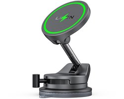 Lisen Universele Vacuum MagSafe Autohouder met 15W Draadloos Opladen – Sterke Zuignap & Magneet – 360° Verstelbaar – Geschikt voor iPhone 12-16 & Samsung Galaxy – Auto Telefoonhouder Dashboard & Voorruit