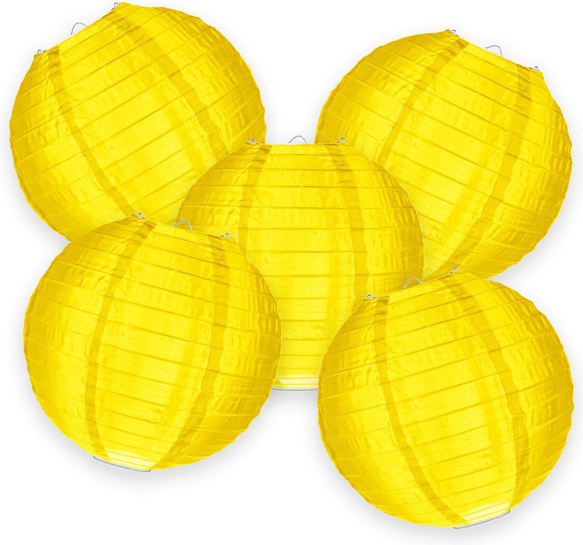 5-set LMPN® nylon lampionnen - zongeel - 25cm - voor buiten