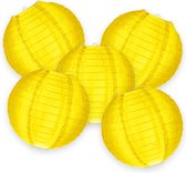 5-set LMPN® nylon lampionnen - zongeel - 25cm - voor buiten