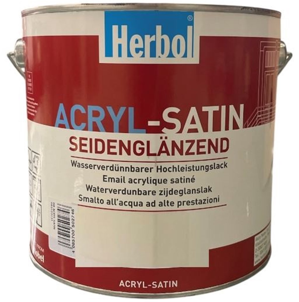 Herbol Acryl Satin - Watergedragen zijdeglanslak voor hout en diverse ondergronden - 2.50 L - RAL 9010 Pure White ( gebrokenwit)