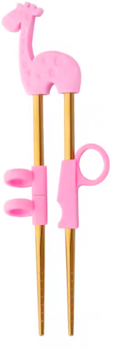 ProductGoods Kinder Eetstokjes – Giraffe – Met Hulpstuk – 2 Stuks – Roze/Goud