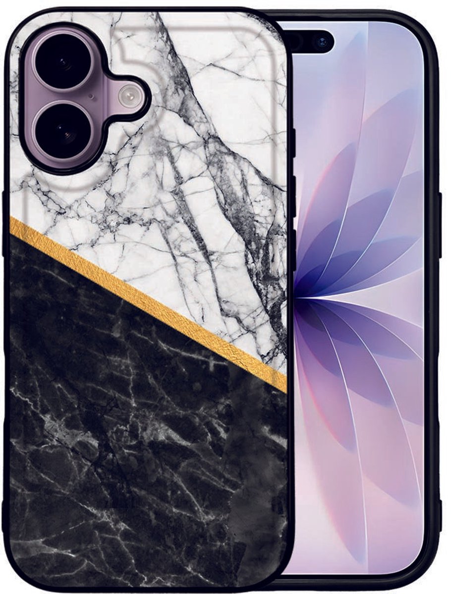voor TPU Hoesje iPhone 17 Marble White Black
