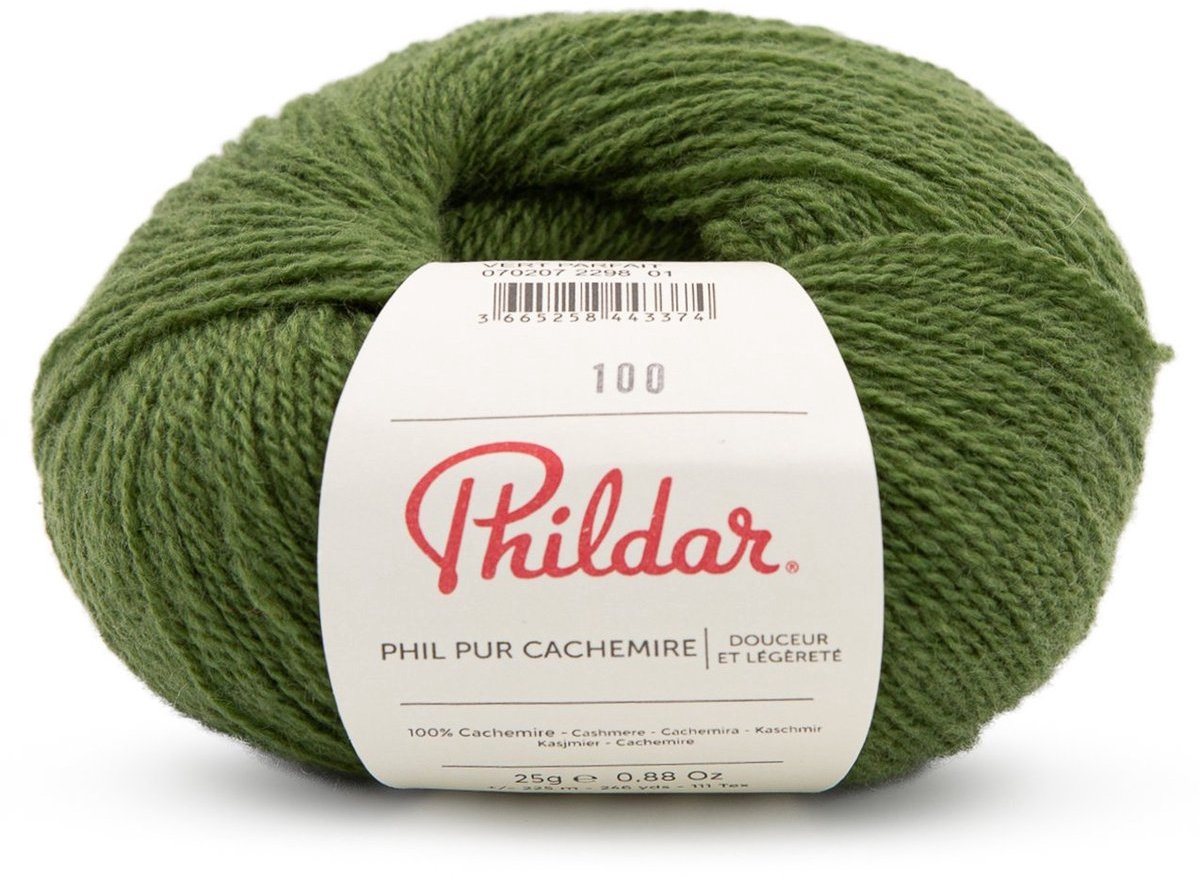 Phildar - Pur Cachemire - Ultrazachte Premium Garen - 100% Kasjmier - Kleur : Vert Parfait