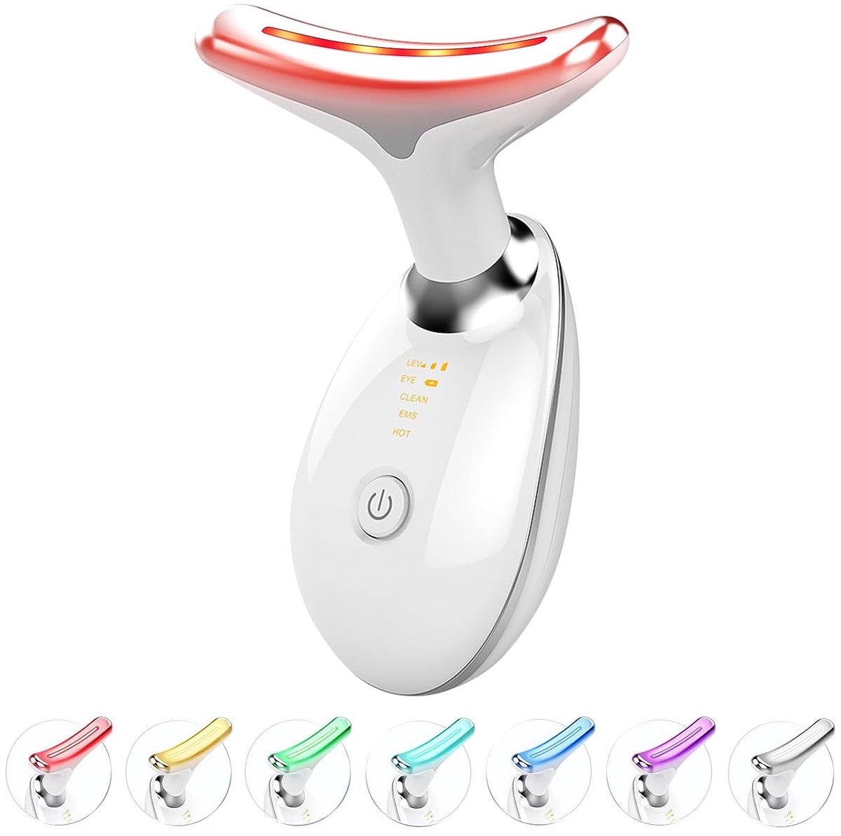 Anti-rimpel gezichtsinstrument - 3 standen EMS Gua Sha gezichtsmassager - 7 kleuren - verwarmd 45°C Gua Sha gezichtsinstrument - versteviging en lifting van de dubbele kin -Wit