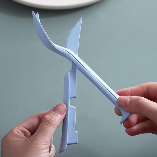 Compact Bestekset van 4 - Opvouwbaar & Herbruikbaar Plastic - Voor Camping, Picknick en Kinderen - Lichtgewicht en Makkelijk Schoon te Maken - Inclusief Mes, Vork, Lepel van Merkloos — afbeelding 4