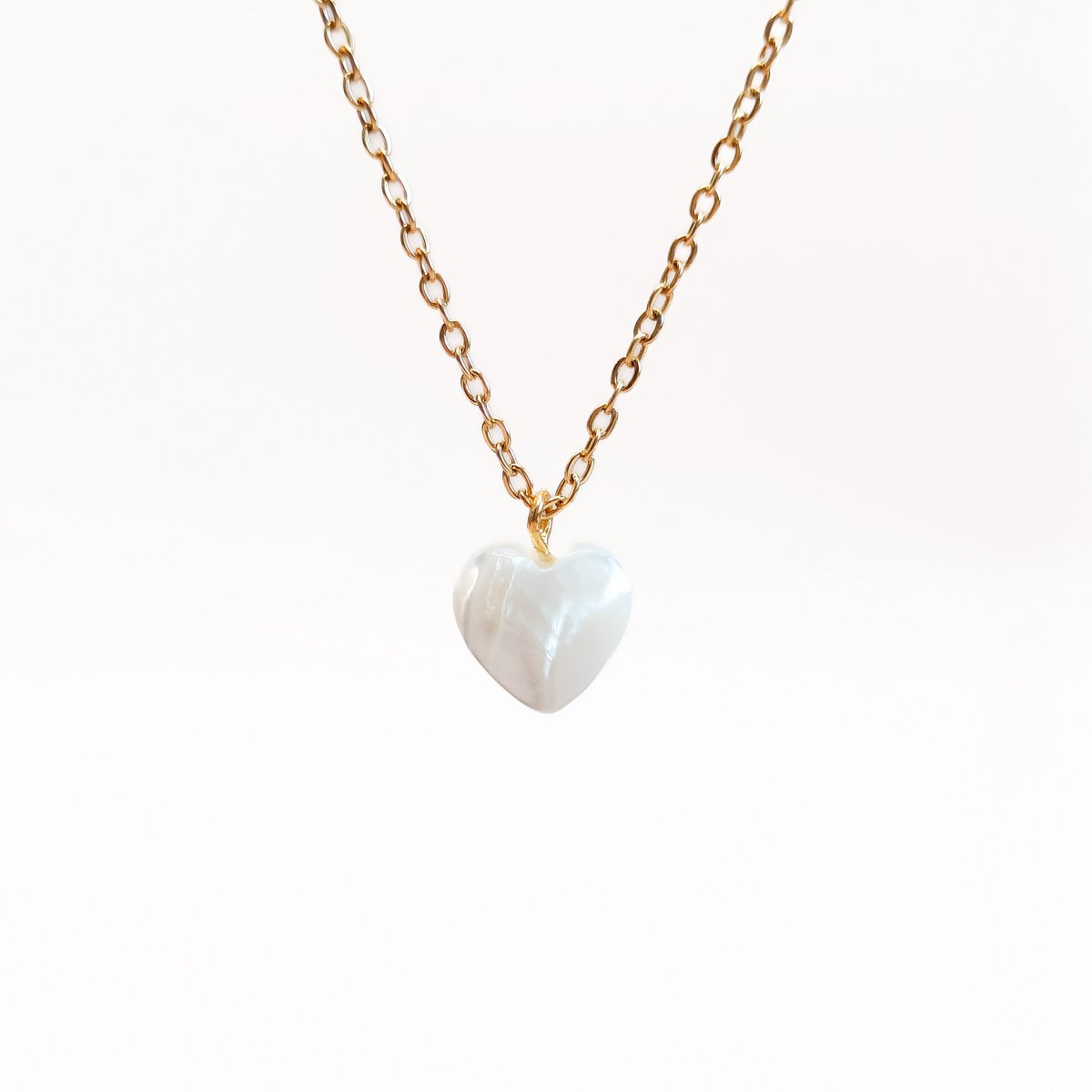 Ava & Imber | Kinderketting Hart Mother of Pearl | Schattig Ketting Kind Hartje | Wit Hart Cadeau Kind | Geleverd in Cadeaudoosje