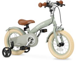 Deryan Luxe Kinderfiets 12 inch - 3 in 1 - loopfiets Groen