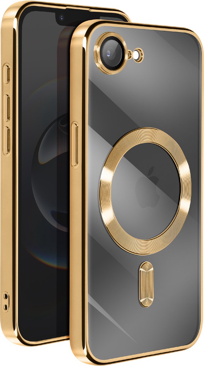 Avizar Beschermd Geschikt voor Apple iPhone 16e camera hoesje in silicone, Goud
