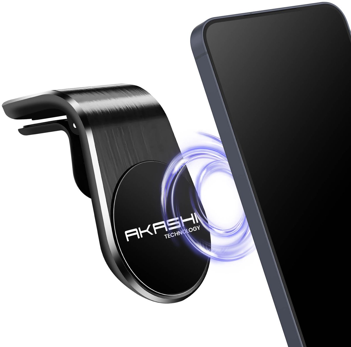 Akashi, Magnetische autohouder voor smartphone met roterend ventilatierooster, Zwart