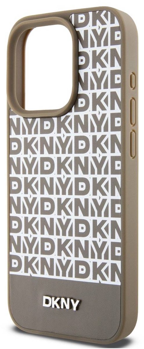 DKNY Repeat Bottom Stripe Back Case (MagSafe Compatible) - Geschikt voor Apple iPhone 14 Pro (6.1") - Bruin