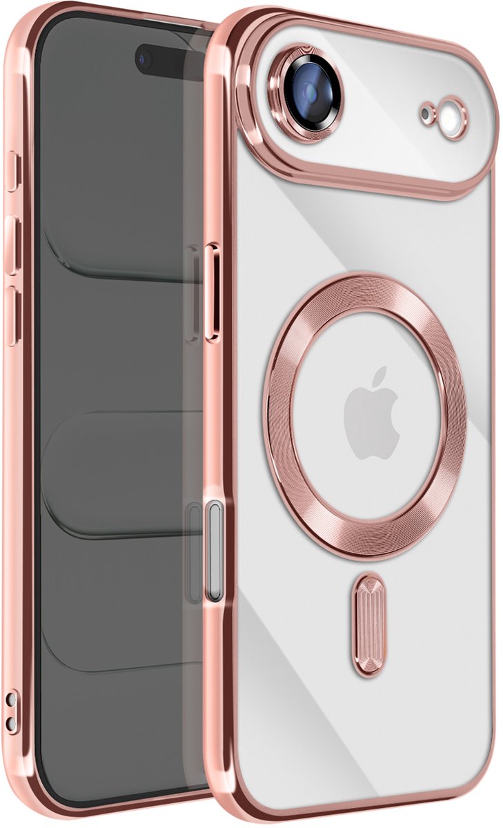 Avizar MagSafe Compatibele Hoes Geschikt voor Apple iPhone Air met Chromen Rand, Roze