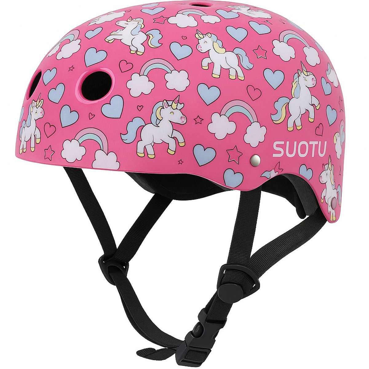 Suotu Skate Helm Verstelbaar – Fietshelm – Skateboard, Scooter, BMX Helm – Maat S – Eenhoorn