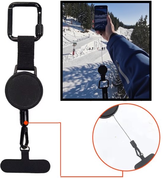 Telefoonkoord voor Wintersport – Snijvast Stalen Veiligheidskabel – Anti-Diefstal – Ski & Snowboard – Universeel voor Alle Telefoons