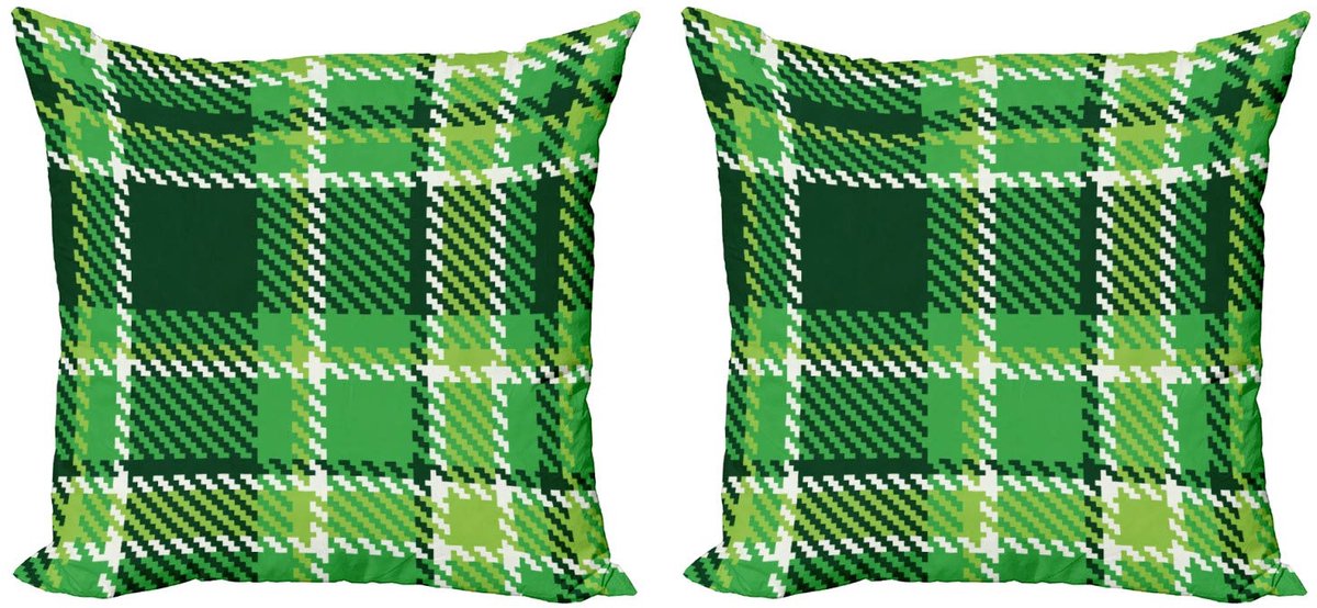 ABAKUHAUS Geruit kussenhoesenset – 2x45 cm – Microvezel – Dubbelzijdig Lindgrün