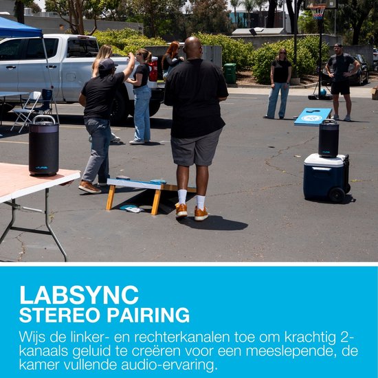 JLab Epic Draadloze Bluetooth Speaker - Muziekbox - 16 uur Batterijduur - 100 Watt - IPX6 Waterproof - Multipairing - Partyspeaker met Bass Boost - App Equalizer - Zwart