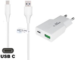 OneOne 36W snellader met 2 poorten + 0,2m sterke USB C kabel. PD PPS lader. GAN oplader adapter past op Huawei Enjoy 10s, 20, 50z (Ultra, Plus, Pro, SE), MatePad 11, 11.5, 11.5s, 12x, Pro 10.8, Pro 12.2, Pro 12.6, Pro 13.2, Air, C5e