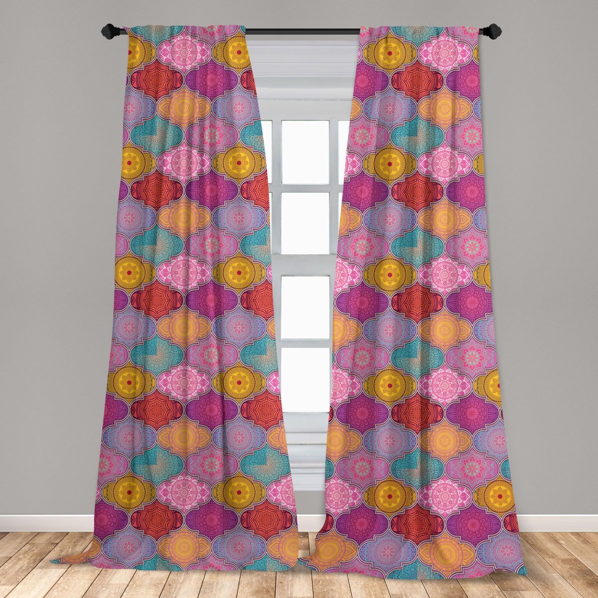 ABAKUHAUS Oriëntaalse Gordijnen – 2x75x175 cm – microvezel, Lichtverduisterend, Meerkleurig Mehrfarbig