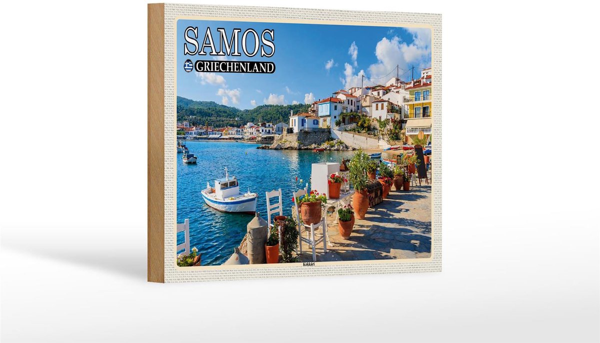Femer Holzschild Reise 18x12 cm Samos Griechenland Kokkári Stadt Urlaub
