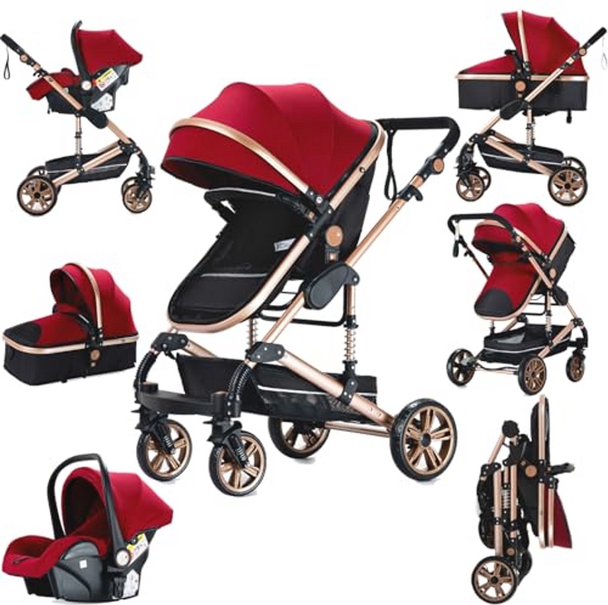 3-in-1 Kinderwagen Combi voor Pasgeborenen - Opvouwbaar en Draagbaar Reissysteem