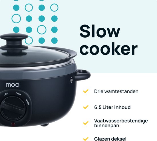 MOA Slowcooker - 3,5 liter - keramische binnenpan - zwart - SC35B (zwart