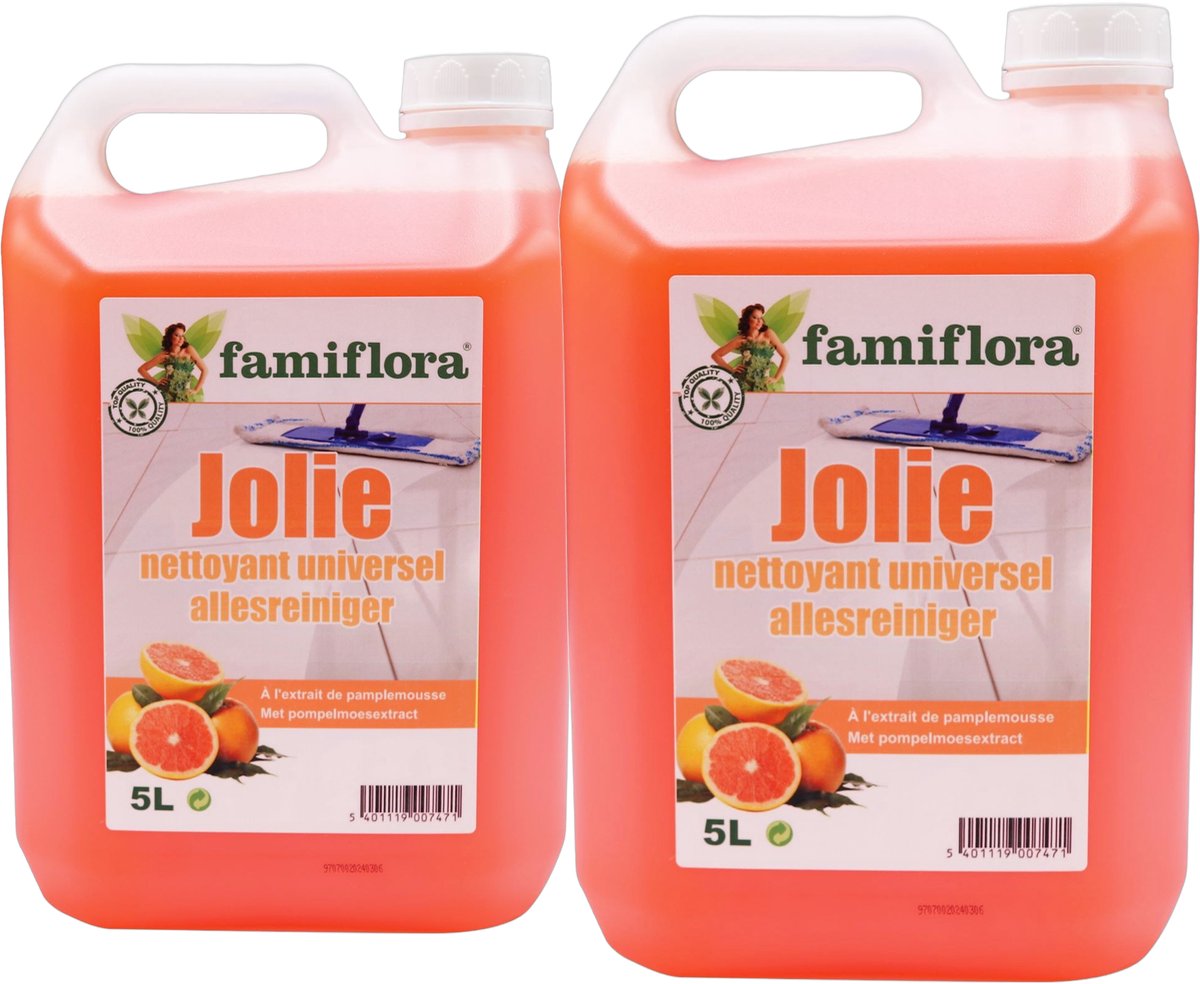 Famiflora allesreiniger Jolie voordeelverpakking 10 liter (2 x 5L) - Pomelo - Heerlijke bloemengeur