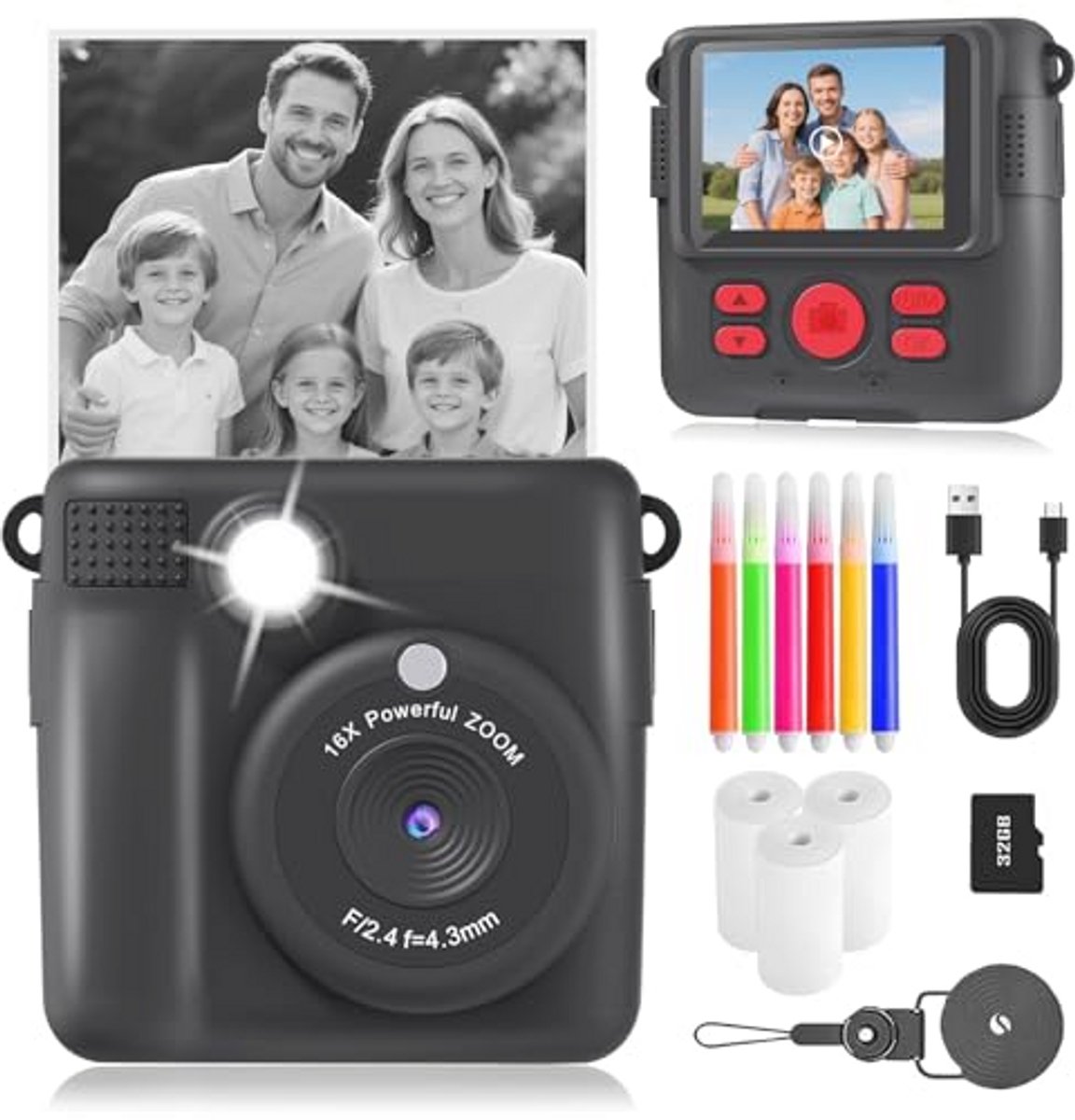 Kindercamera - Instantcamera voor jongens en meisjes van 3 tot 12 jaar