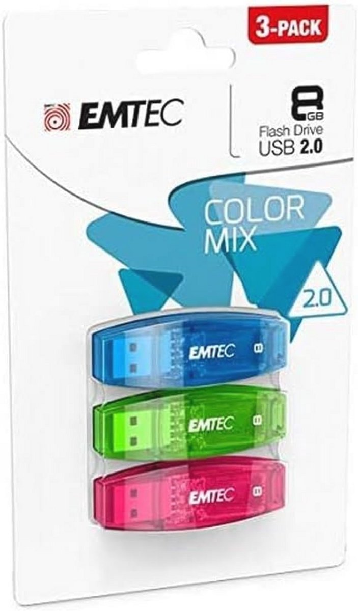 8GB USB Stick 3-pack - USB 2.0 Kleurmix (Oranje Geel Roze)