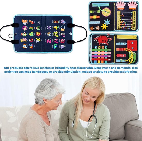 OUYLAF Fidget Deken voor Dementie - Dementie Friemeldeken - dementie friemeldeken - Hulpmiddel bij Dementiezorg - Zintuig Prikkelen - Fidget-speelgoed - Activiteit voor Senioren met Dementie - Busy Board voor peuters