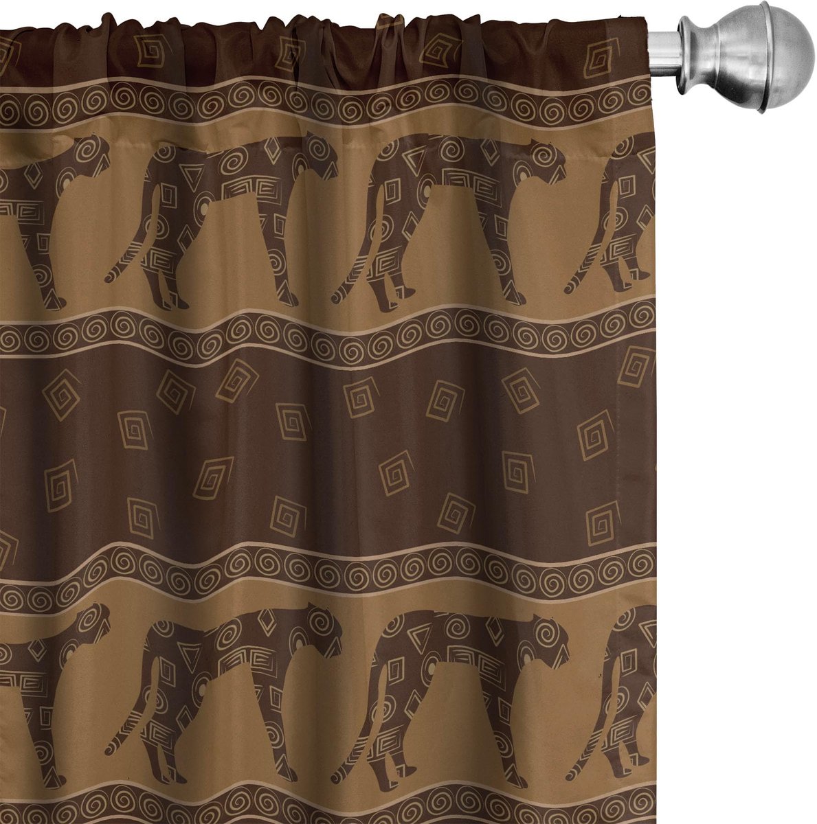 ABAKUHAUS Safari – Gordijnen 2x75x175 cm – Luipaardengeometrie – Donkerbruin Dunkelbruin Karamel