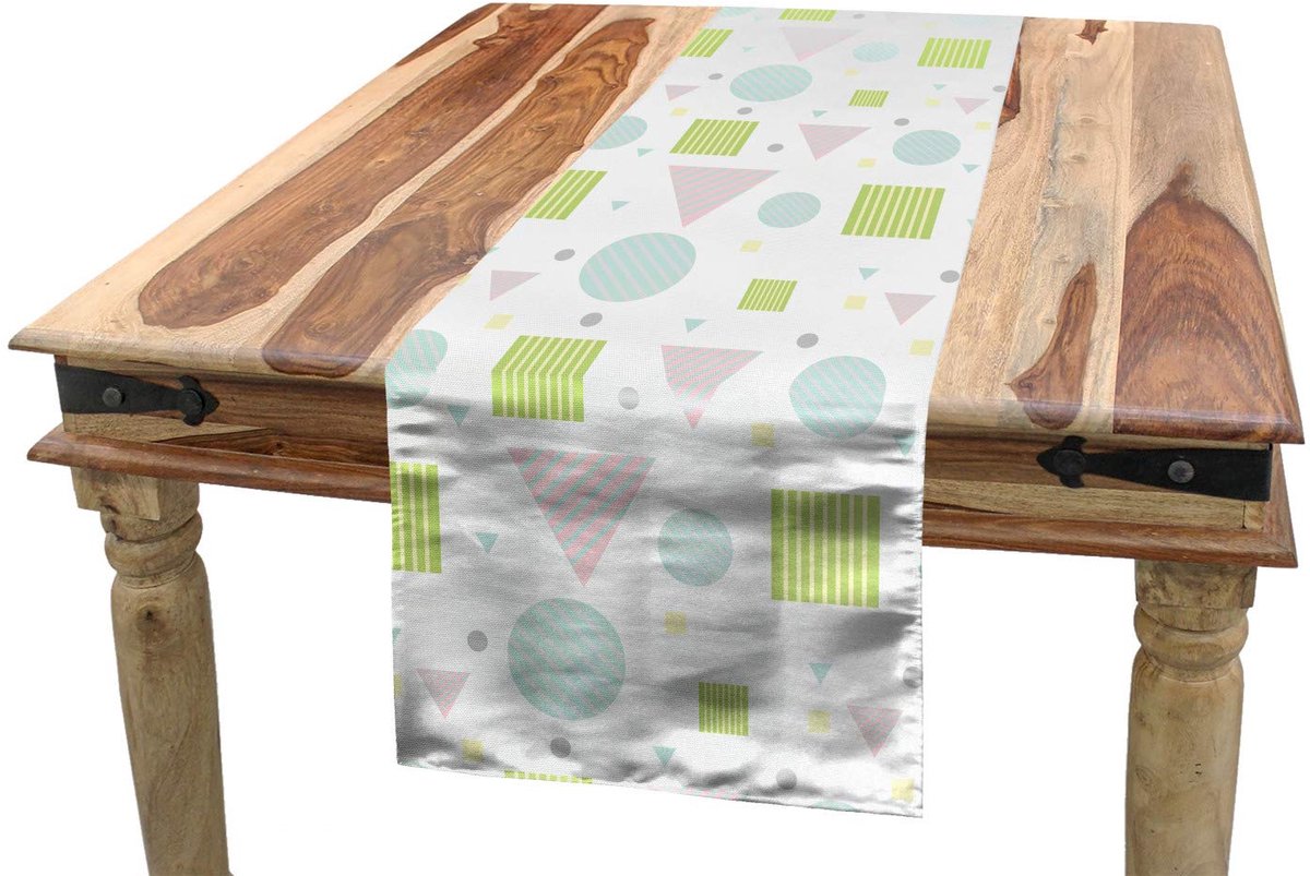 ABAKUHAUS Abstracte tafelloper – Geometrische figuren – 40x180 cm – Seafoam