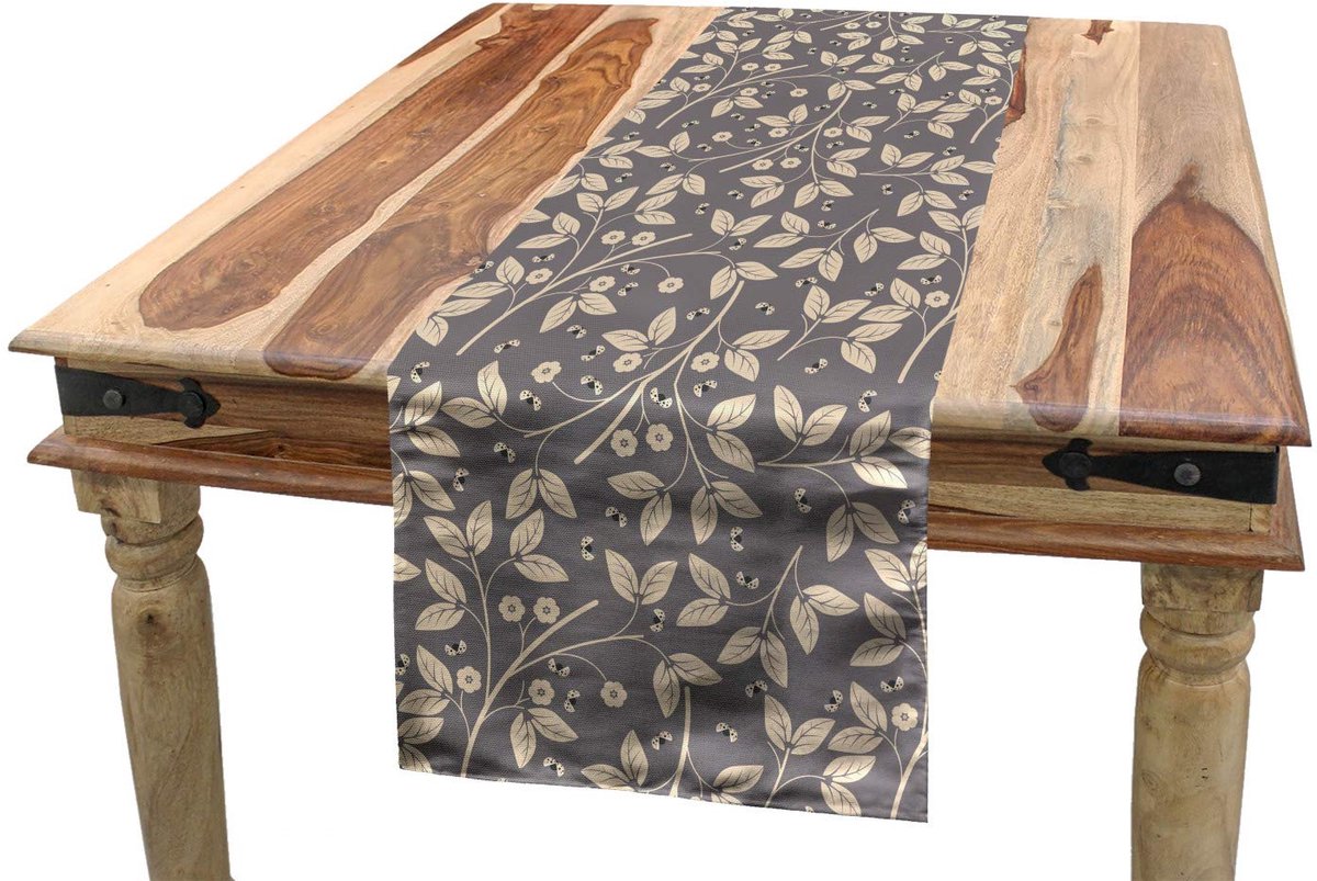 ABAKUHAUS – Bladeren-tafelrok – 40x180 cm – Taupe/Beige