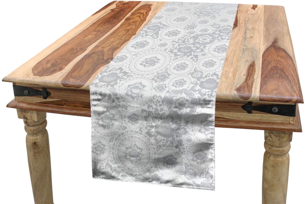 ABAKUHAUS tafelrok 40x180 – wit, 100% polyester, machinewasbaar