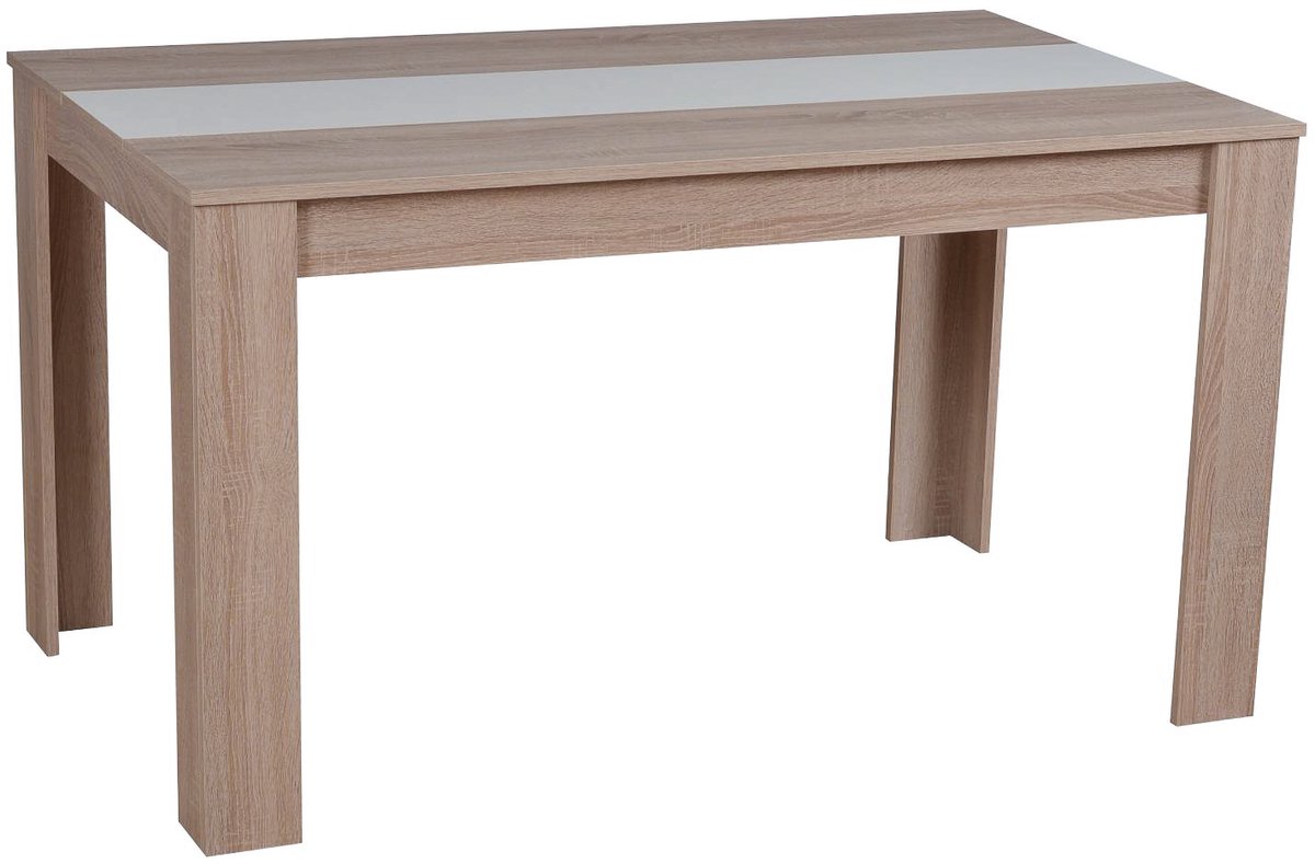 Homestyle4u Eettafel - 135x80 cm - Eetkamertafel - Massief Hout - Bruin en Wit