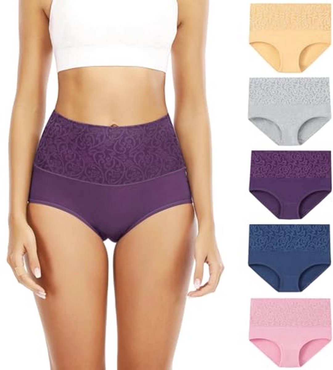 Hoge Taille Katoenen Ondergoed Dames Slips Multipack