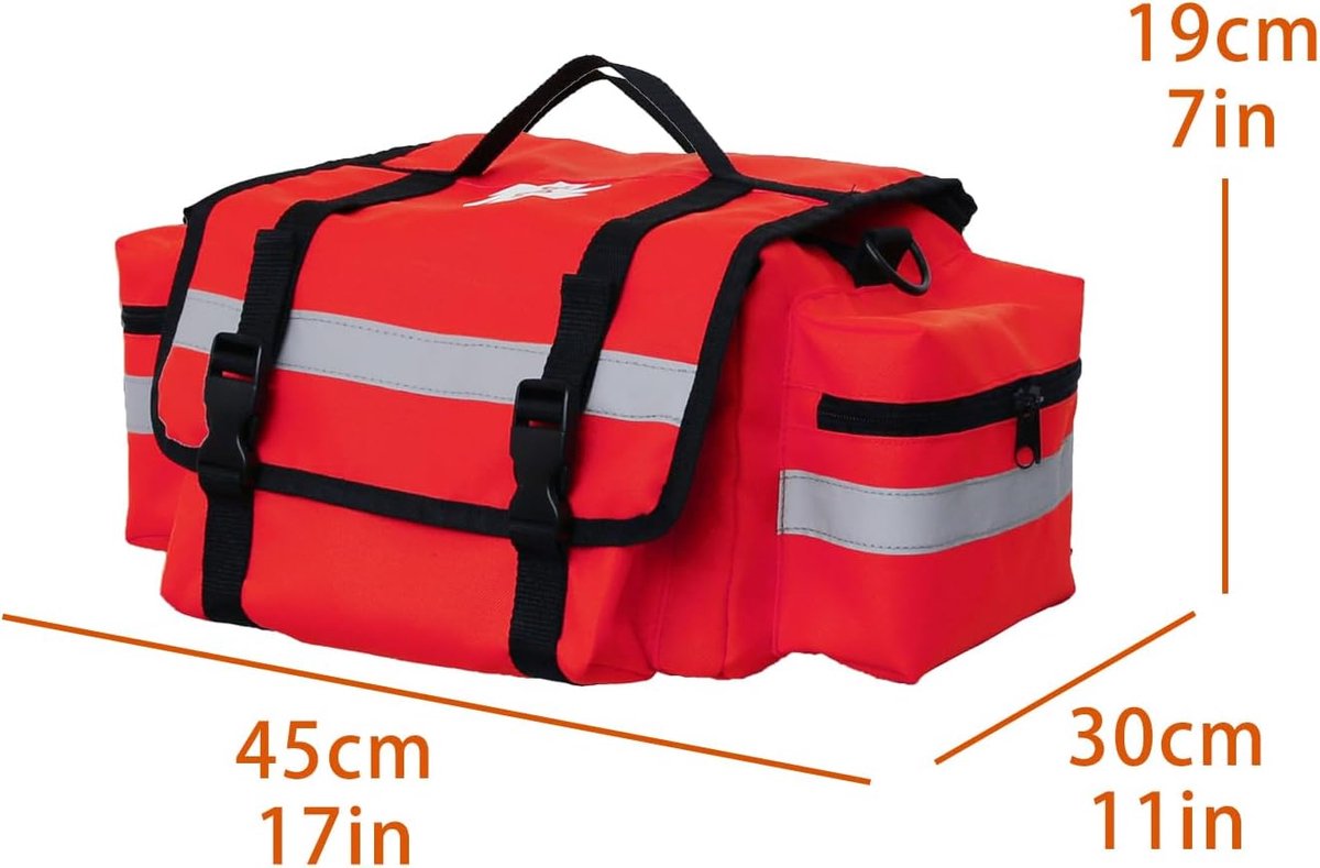 KZQ EHBO-doos, Zakelijke Medische Noodtas met Reflecterende Stroken, Geschikt voor School, Reis, Auto - Waterdichte Rugzak voor EHBO'ers, Brandweer & Reddingsteams - Rood – foto 2