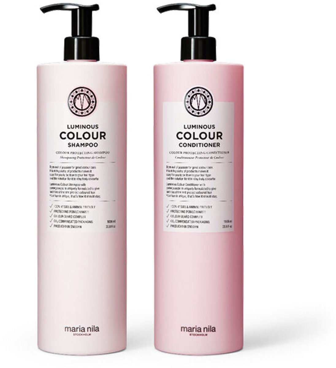 Maria Nila Luminous Colour Shampoo 1000ml + Conditioner 1000ml